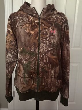 Under Armour Storm RealTree Hoodie Jacket Fleece Lined Zip Camo Hunting Womens L